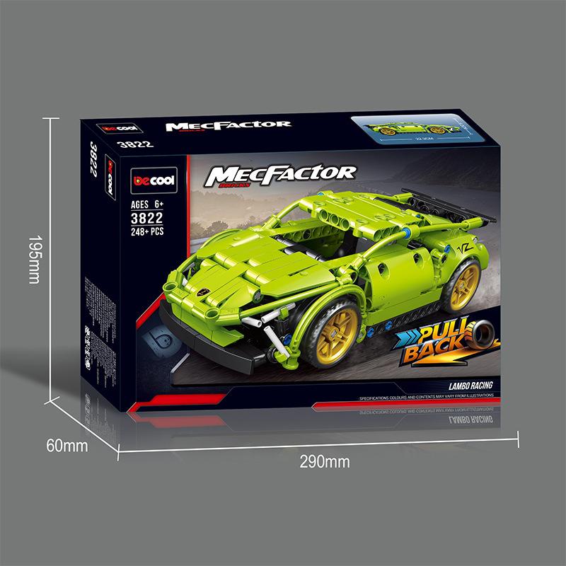 

Сборка автомобиля вплотную к спине, спортивная гоночная модель, мальчик, организация, обучение, подарок, строительный блок, игрушка зелёный/жёлтый