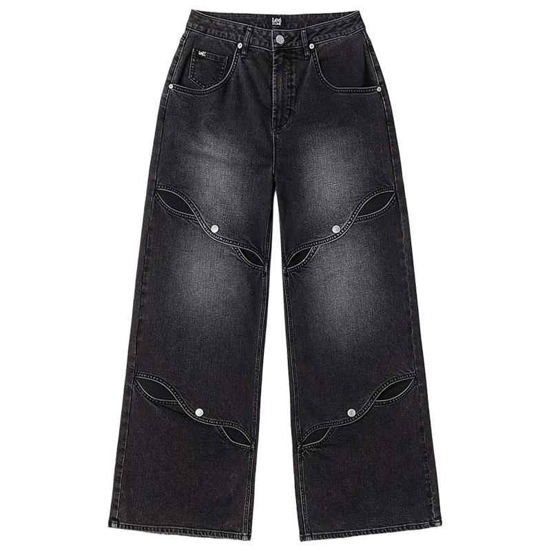 

Lee Women s Washed Black Distressed Wide-Leg Jeans 24