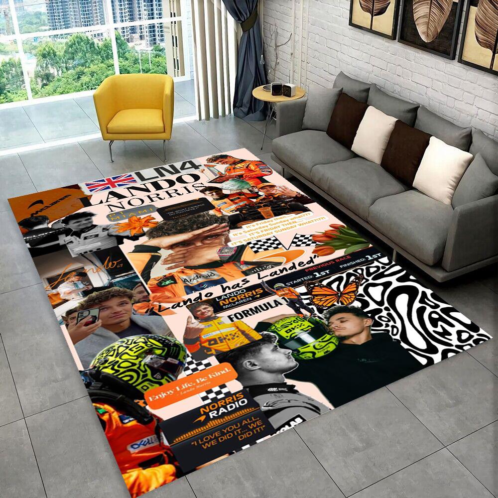 Tappeto Area 3D Lando Norris F1 Racer, Tappeto per Soggiorno Camera da Letto Divano Zerbino Decorazione, Tappetino Antiscivolo per Giochi Bambini Regalo