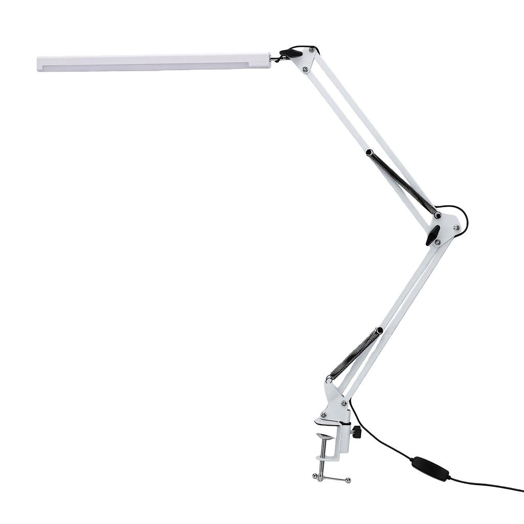 LED Swing Arm Desk Lamp Eye Care Foldable   Three Color Temperatures Clamp Desk Lamp for   White