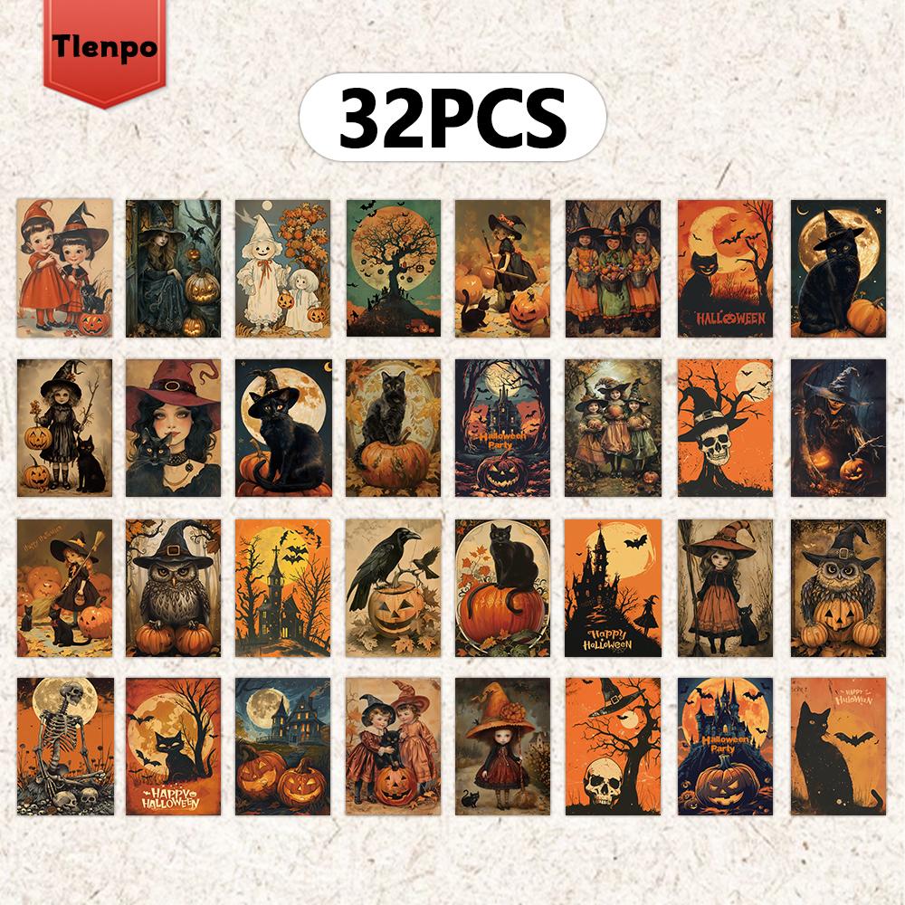 

32pcs of Halloween Postcards 3.94x5.7 inches Christmas Cards, Message Cards, Vintage Postcards, Halloween Cards
