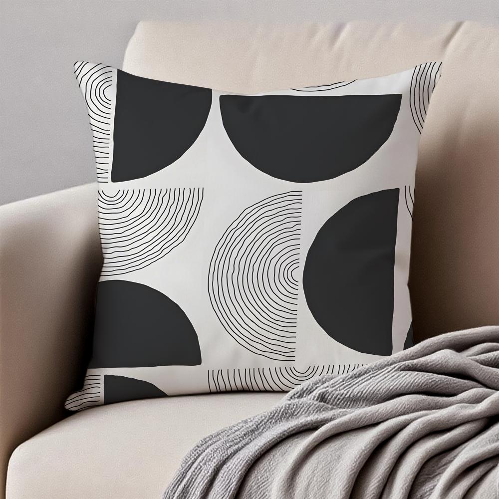 Vintage Retro Geometric Shading Background Cushion Cover Pillowcase Antidustmite Invisible Zipper Short Plush Sofa Cushion