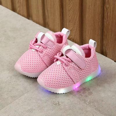 New Children's Baby Walking Soft Sole Breathable Baby Sports Shoes LED Light Casual Board Shoes