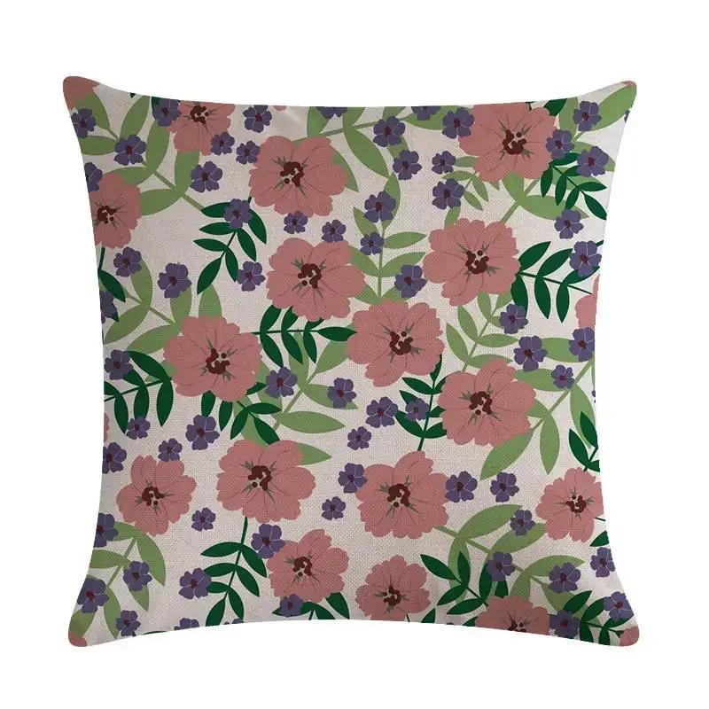 Plant Flowers Bird Linen Pillowcase Furniture Decoration Living Room Bedroom Sofa Car Cushion Pillowcase 45*45Cm