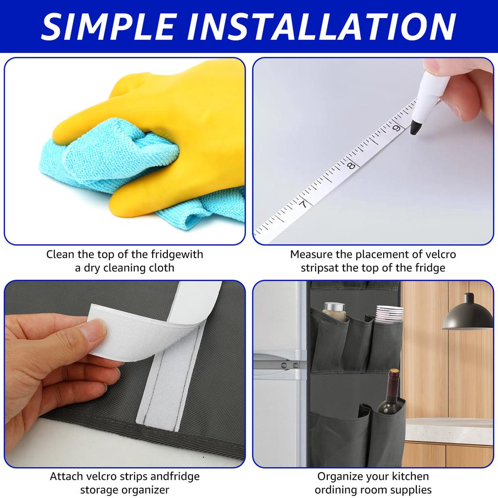 Refrigerator Dust Proof Cover 15 Pockets Caddy Organizer Hanging Bag Household Fridge Storage Bag Portable Stylish Multi-purpose