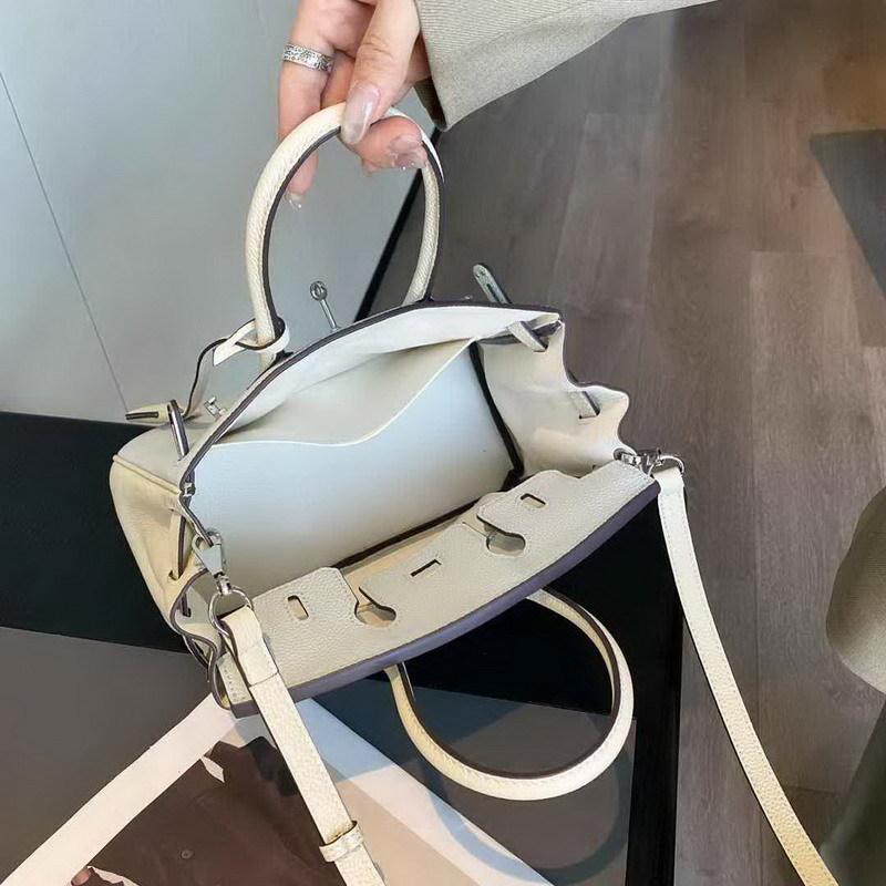 Damentasche aus echtem Leder, farblich passende Tasche aus Togo-Leder mit Top-Grain-Rindsleder, europäische und amerikanische Handtasche für Damen