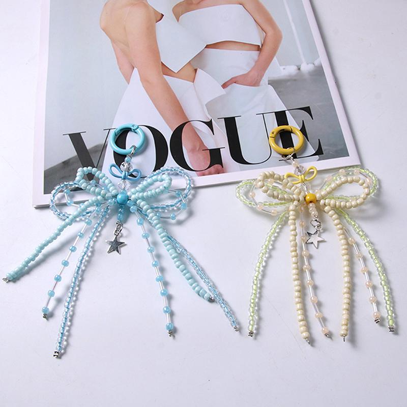 1Pc Diy Accessories Girl Alloy Bow Beaded Pendant Suitable For Phone Case Phone Chain Earphone Case Keychain Camera Chain