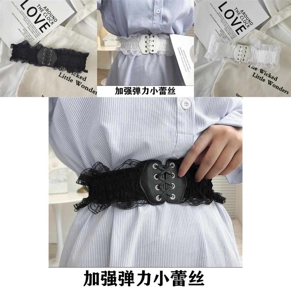 Elegant White Fashionable Lace Trim Dress With Waist Cincher For Stunning Silhouette