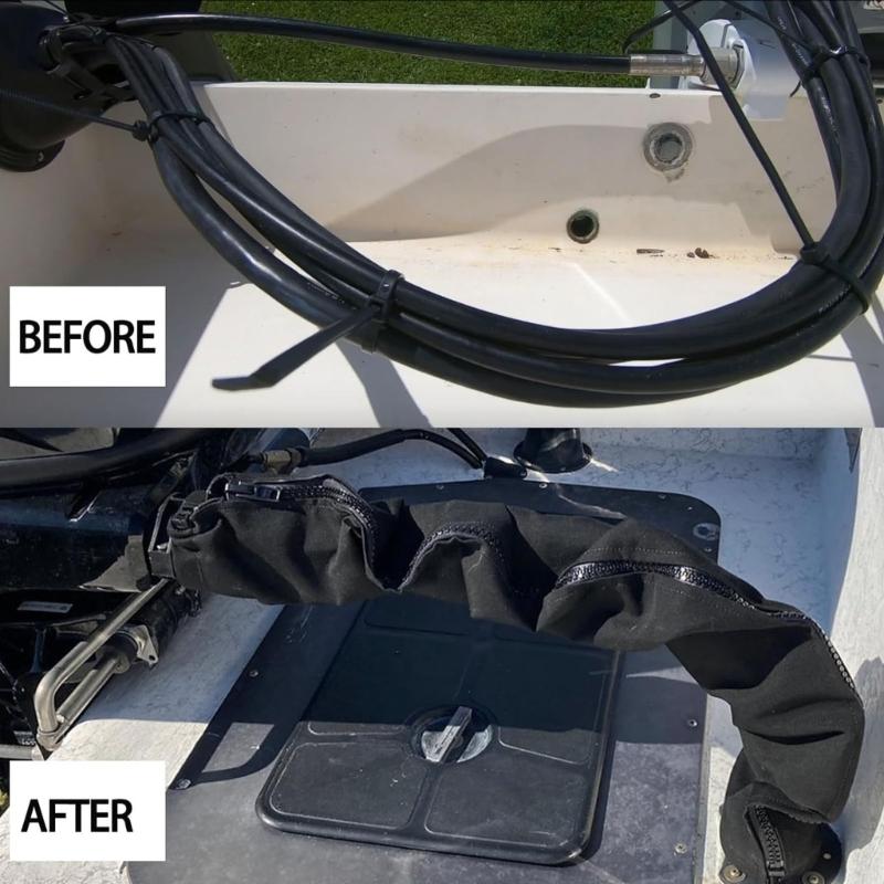 Boats Zippered Rigging Sleeve Quick Install Zippers Cable Sleeve Trolling Motor Cable Organizers for Easy Wire Protections