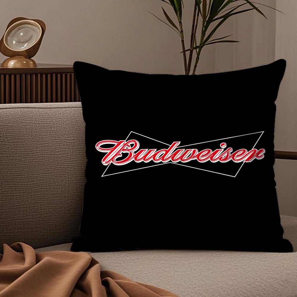 Federa per Cuscino Classica Birra Budweiser Tessuto Peluche Morbido Stampata Double-Sided Divano Caldo Inverno Casa Regalo Bambino Federa