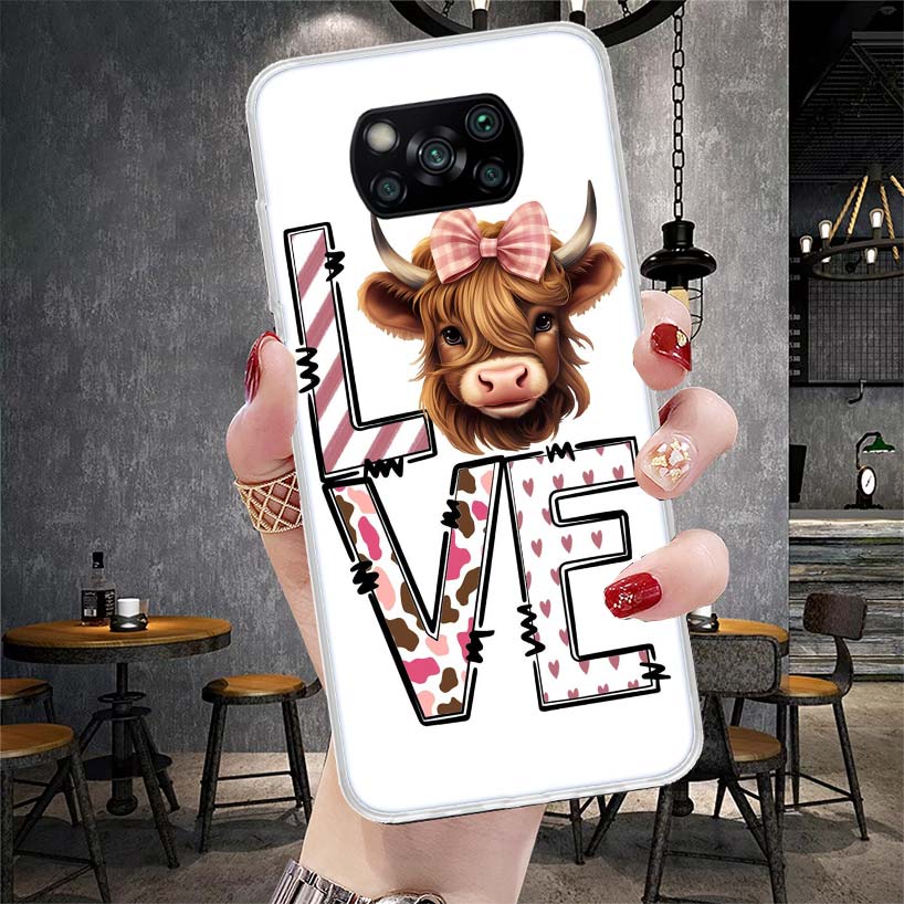 Cute Highland Cow Soft Phone Case For Xiaomi Redmi 15C 15 13C 13 Poco X5 X6 X7 F7 Ultra M7 12C 12 10 10C 9C 9A 9T 9 Fundas Poco