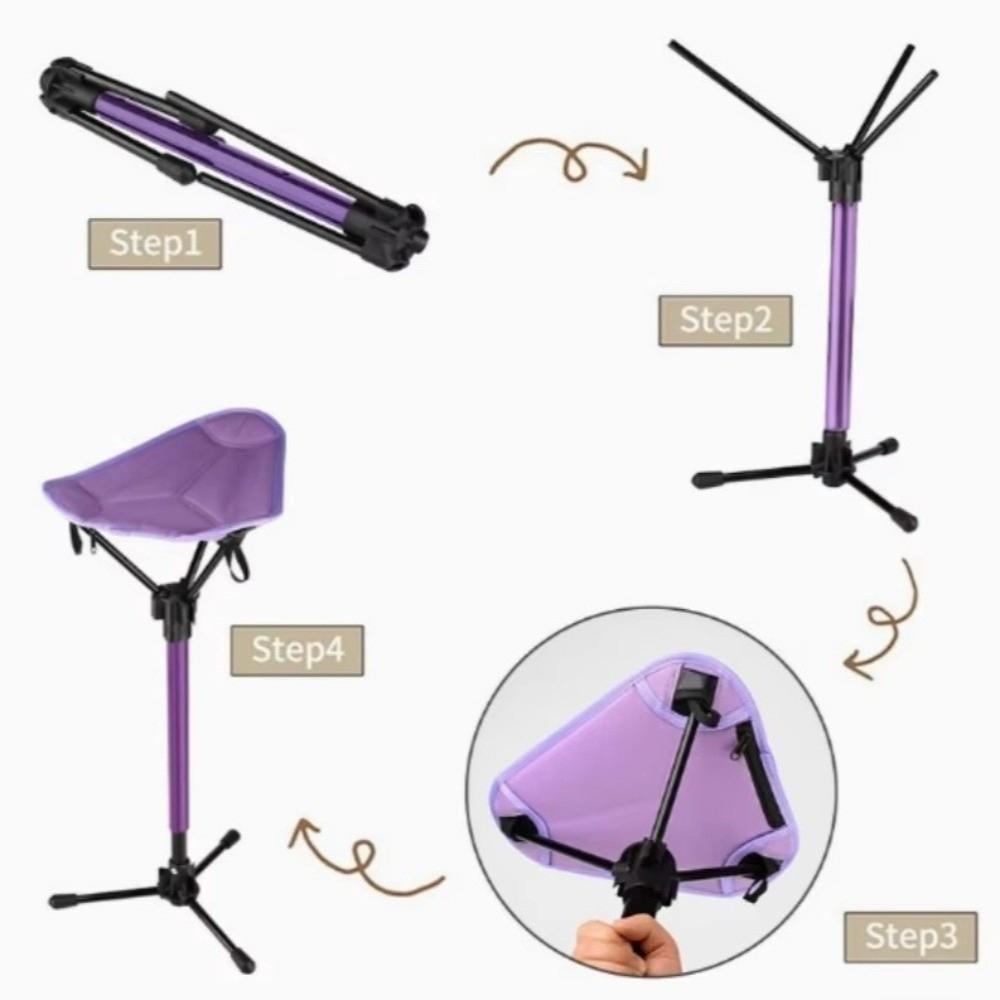 Aluminum Zinc Zinc Alloy Tripod Stool Folding Chair Stable Adjustable Hiking Chair  Travel