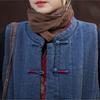 Johnature Women Vintage Winter Sleeveless Vests Coats Stand Solid Color Chinese Style Warm Cloths Button Pockets Coats