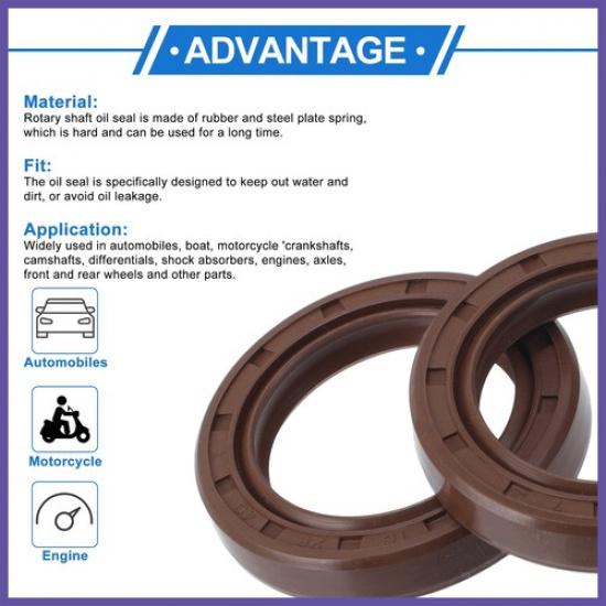 Oil Seal Seal Ring Rotary Shaft Seal FKM Rubber 28x40x7mm Brown 2 Pcs New