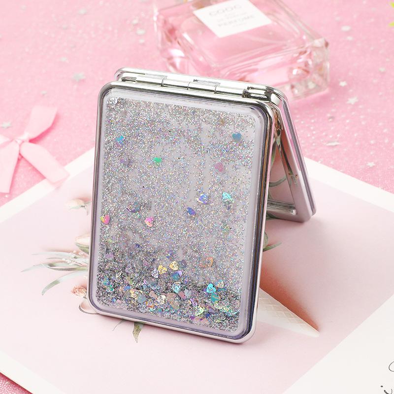 Stylish Influencer Quicksand Portable Double-Sided Flip Makeup Mirror