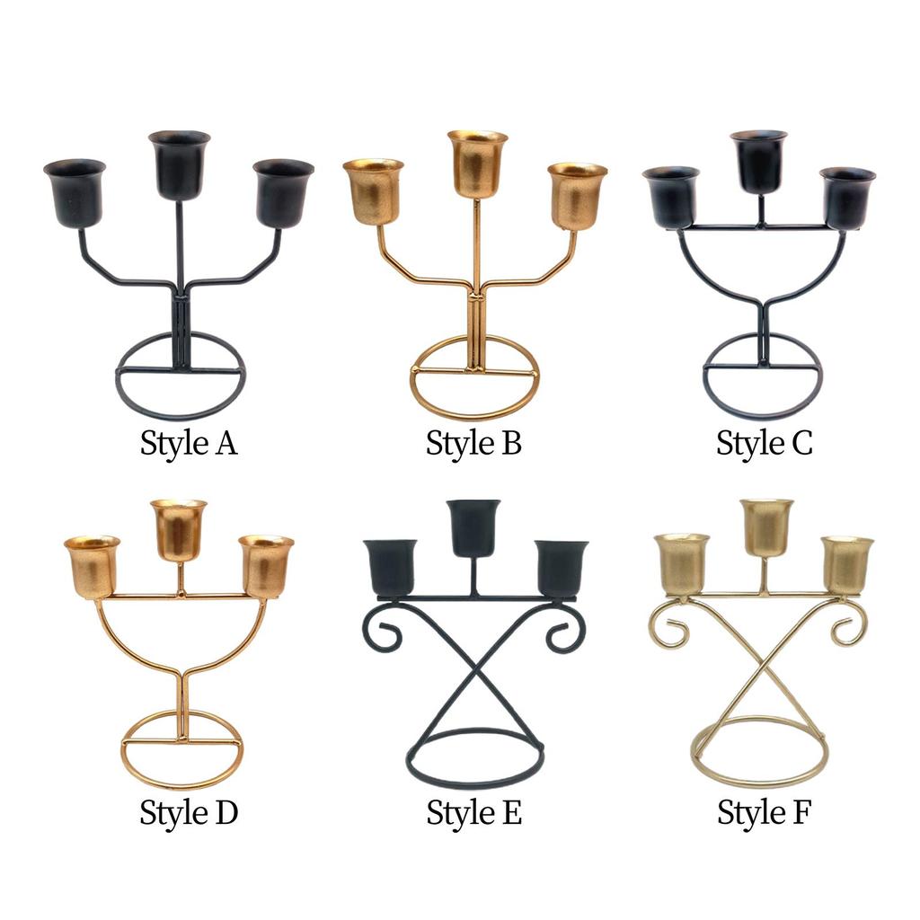 3 Arms Candle Holder Iron Modern Creative Candleholder Centerpiece for Party Living Room Holiday Dining Table Decoration