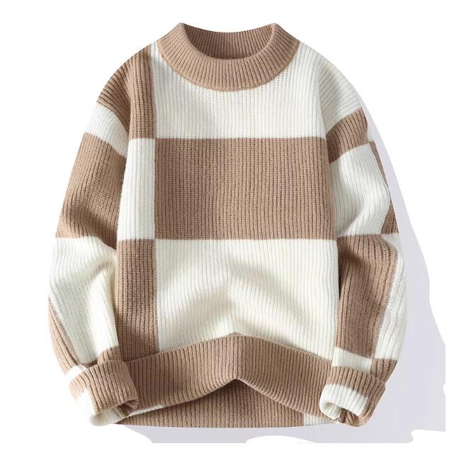 

Men s Fashionable Velvet-Lined Knit Sweater - Thick, Warm Base Layer for Autumn & Winter M
