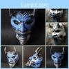 Máscara Facial Inteira de Látex Demônio Guerreiro Hannya Horror de Halloween Adereço Cosplay