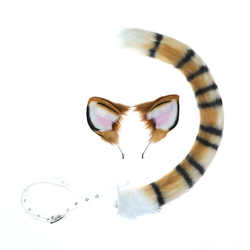 Tiger Stirnband handgemacht Plüsch Cosplay Requisiten Simulation Tierohren Schwanz Set Kopfschmuck Haarschmuck