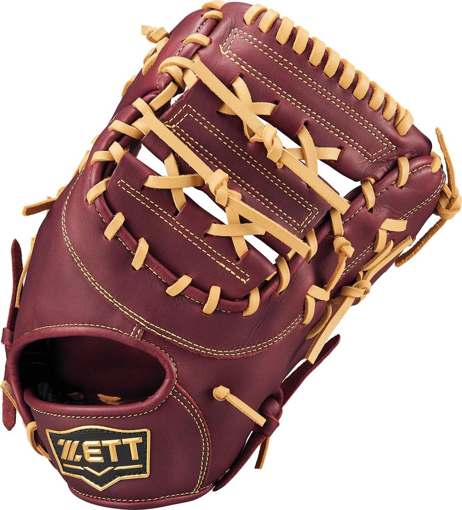 ZETT Soft Steer First Base Mitt for Bordeaux Brown X Pastel Brown BRFB35513F Left-Handed Throwers, (4032)