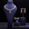 Copper Zircon Necklace Earrings Luxury Sparkle Colored Gemstones Bridal Wedding Dress Party Accessories Bracelet