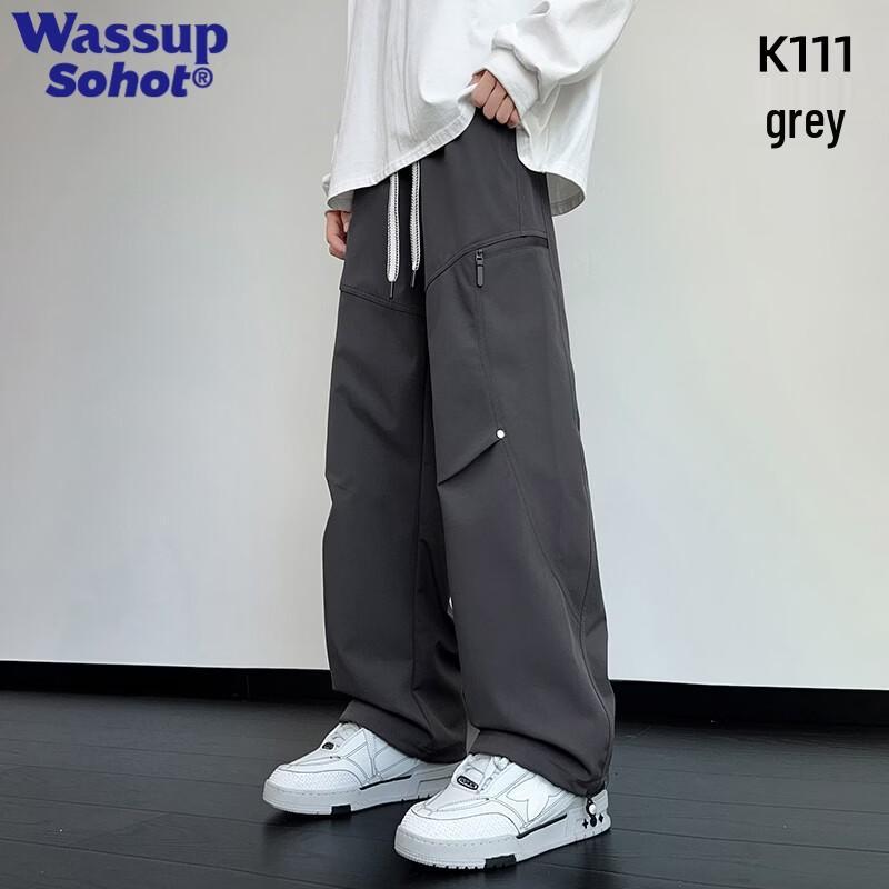 Wassup Sohot Men s Straight-Leg Cargo Pants L серый