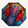 1pc Dragon StainedGlass Automatic Open/close Umbrella, 8-Rib sturdy structure, Portable Travel Umbrella, Parties, Everyday Use, Outdoor Acce