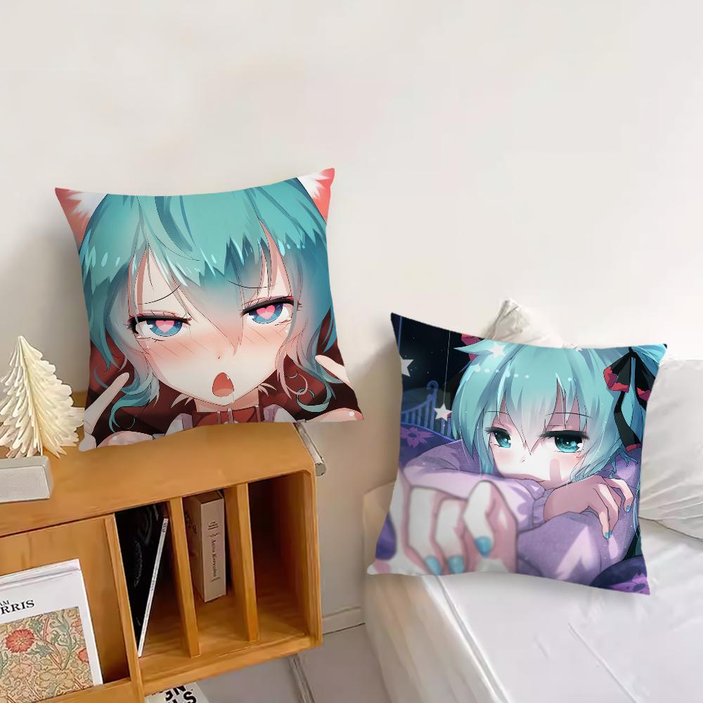 Anime virtual Idol H-Hatsune Girl M-Miku cushion cover Living Room Headboard Office Bedroom Cushion Sofa Nap Time Pillow Case