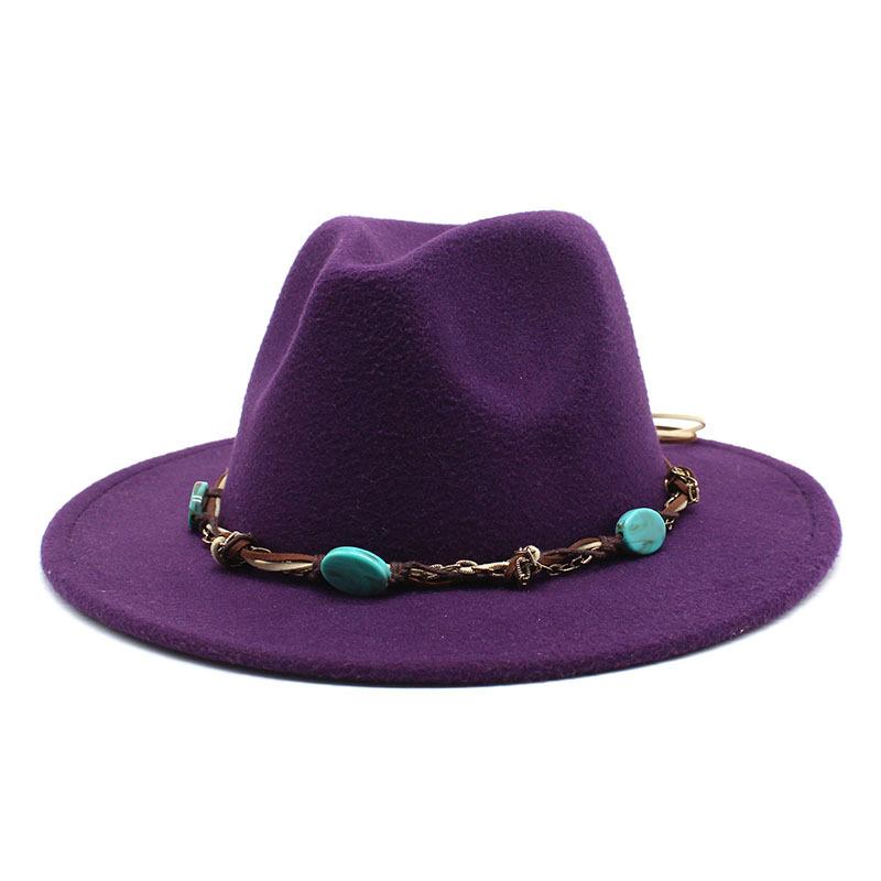 Emerald Western Region Style Top Hat Resin Accessories Jazz Hat Woolen Felt Hat