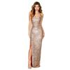 Abito con spacco all'americana e paillettes, temperamento, alta moda donna