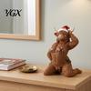 Unique Home Accents Funny Christmas Highland Cow Figurine, Sexy Statue with Santa Hat Holiday Table Decor & Xmas Bikini, Creative Desktop Tabletop
