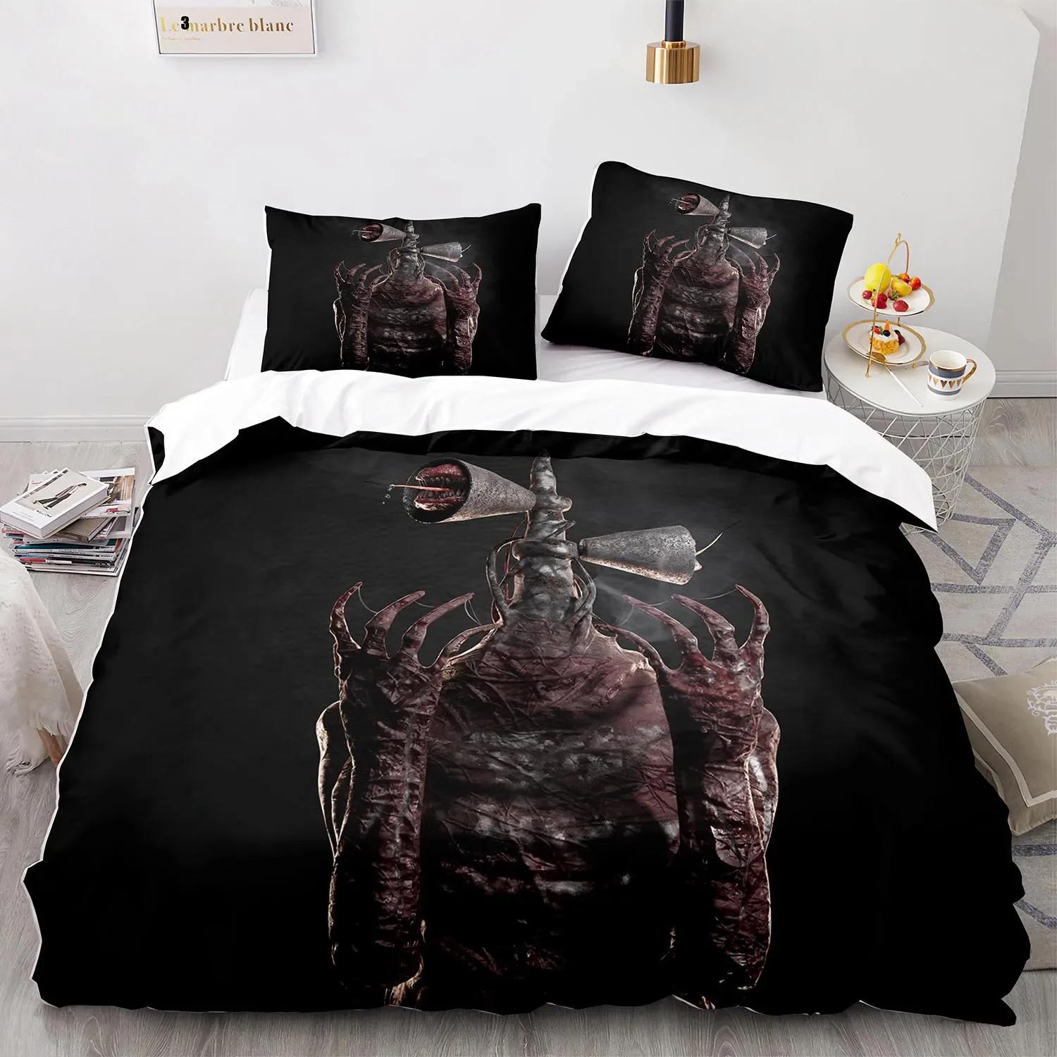 Ensemble de literie 3 pièces Tête de sirène Housse de couette imprimée Couette confortable respirante en coton de luxe Taie d'oreiller Outil de literie Simple King Queen EU single(135x200cm)