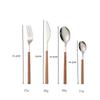 16pcs Stainless Steel Imitation Wooden Handle Cutlery Set Dinnerware Clamp Western Tableware Knife Fork Tea Spoon Silverware