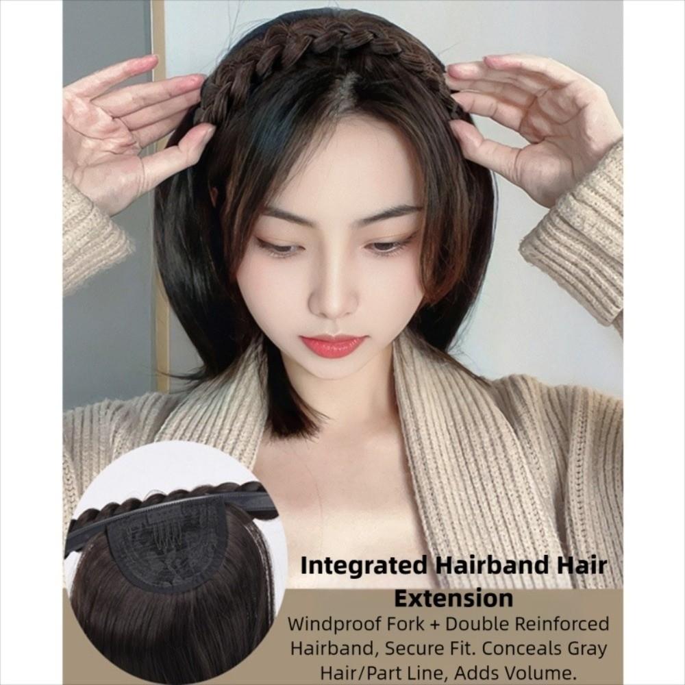 Clip In Half Headband Wig Hair Hoop Wig Replacement Block Twist Braided Fishbone Hairpiece  Party