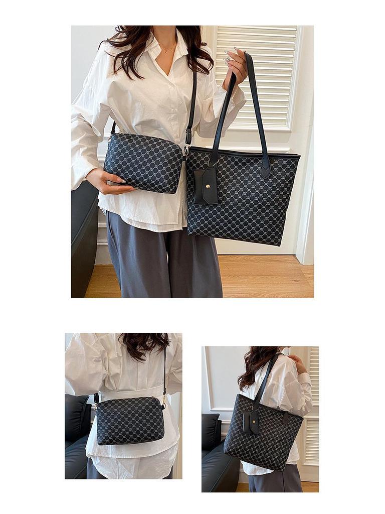 Women's Fashionable Multi-Piece Set: Large Capacity Retro Tote, Mother-Child Bag, and Underarm Bag