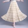 Women's Retro Plaid Pleated Maxi Skirt