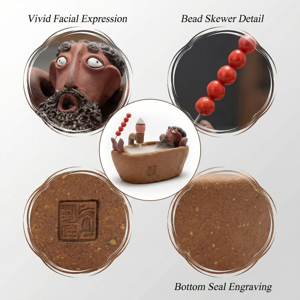 Handmade Bath Guy Ceramic Incense Holder, Hand-Pinched Ceramic Bath Guy Incense Holder, Hand-Pinched Funny Bathtub Figurine, Weird Art Aroma Burner