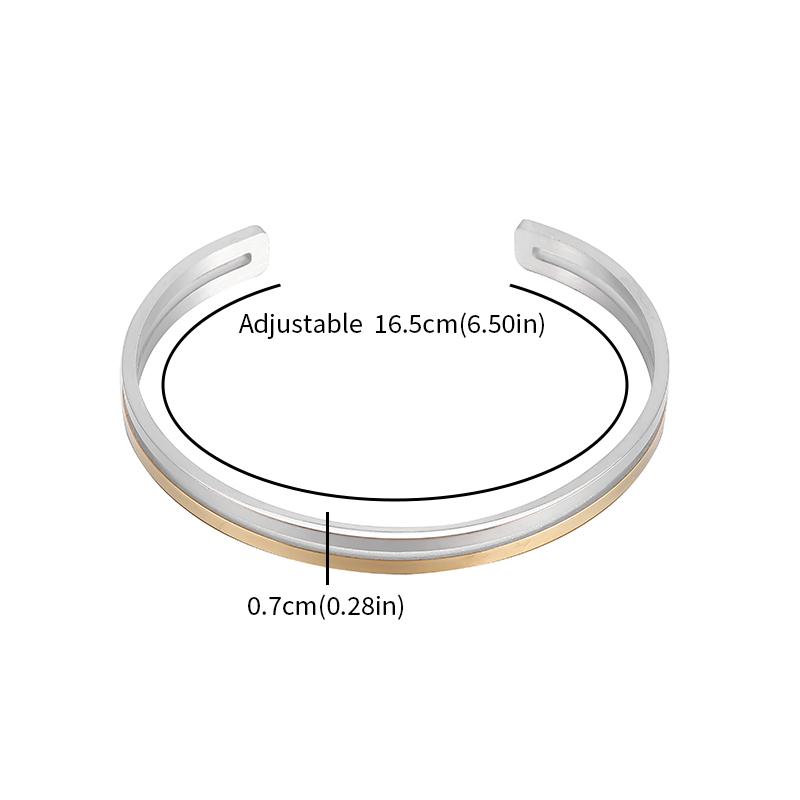 High-Quality Double-Layer Glossy Simple Titanium Steel Open Bracelet Men's and Women's Two-Color Cuff Bracelet Couple Jewelry