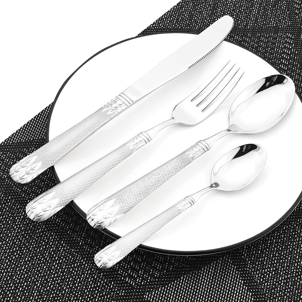 4Pcs Cutlery Set Gold Wheat Ears Pattern Dinnerware 304 Stainless Steel Tableware Knife Fork Spoon Dinner Set Western Flatware
