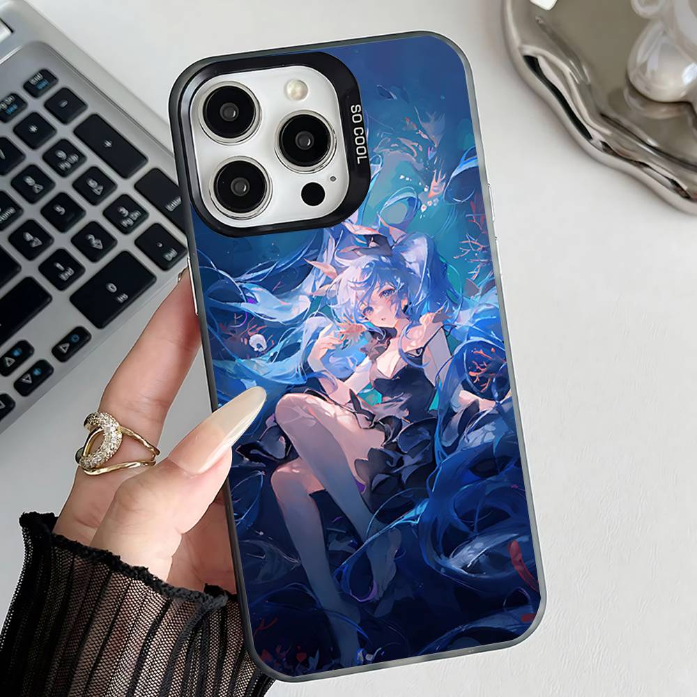 Anime M-MIKU Phone Case For iPhone 17,16,15,14,13,12,11,Pro,Max,Plus,E,Air,Mini Anti Fall Black  Bumper