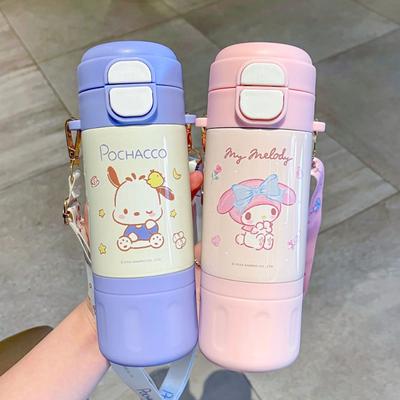 Cartoon Kettle Large Capacity Double Drink Cartoon Cup Sanrio Licensed Thermos Cup Disney Cup  Straw Cup  Baby  Water Bottles