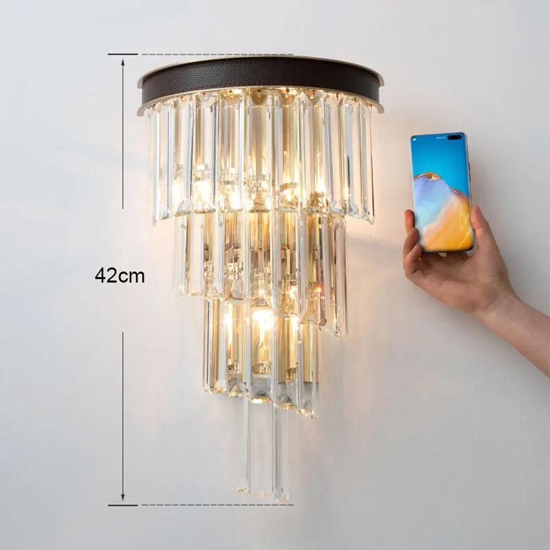 Nordic luxury black crystal wall lamp home decoration bedroom lighting bedside dressing table living room bedside LED wall lamp
