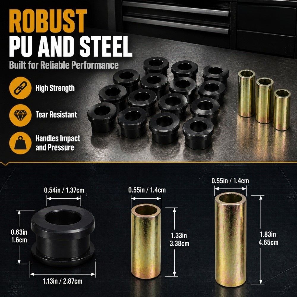 PU Steel Suspension Bushing Sleeve 18 Pcs Bushing Sleeve Kit A Arm Bushing Kit For Club Car DS