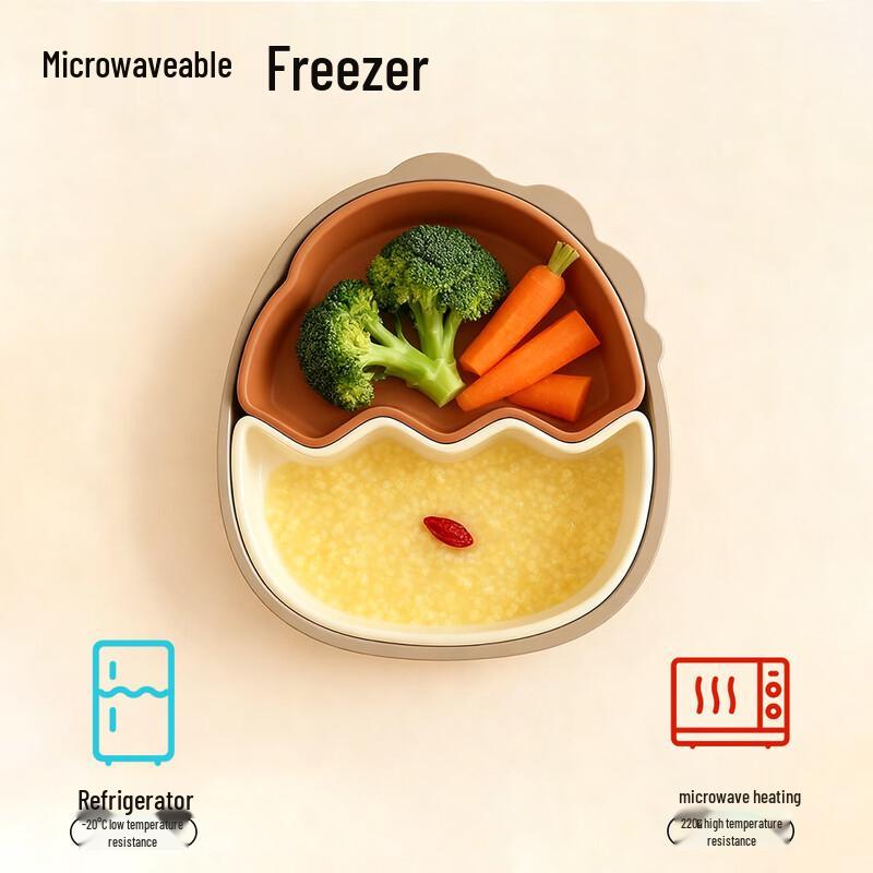 BIBOO Cute Dinosaur Divided Silicone Kids Dinner Plate Set