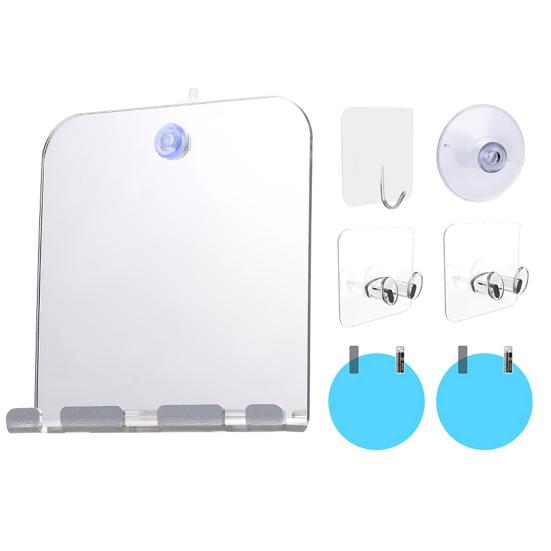 

1 комплект зеркала для душа с присоской, настенное акриловое противотуманное зеркало для макияжа для бритья для ванной комнаты Square