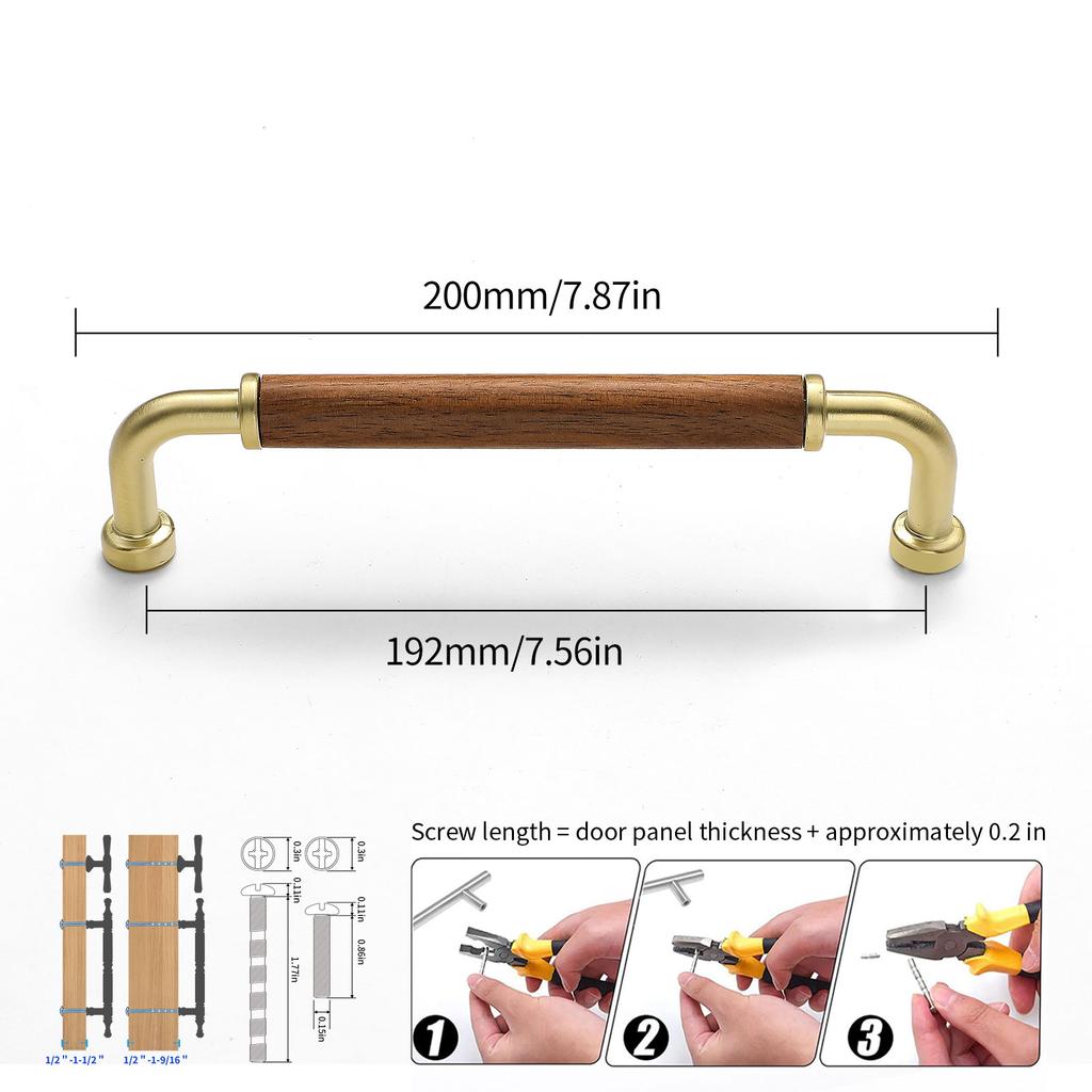 Walnut Pull Wardrobe Cupboard Handle Kitchen Door Cabinets Knobs Wood Cabinet Pull Nature Style Wooden Cabinet Handle