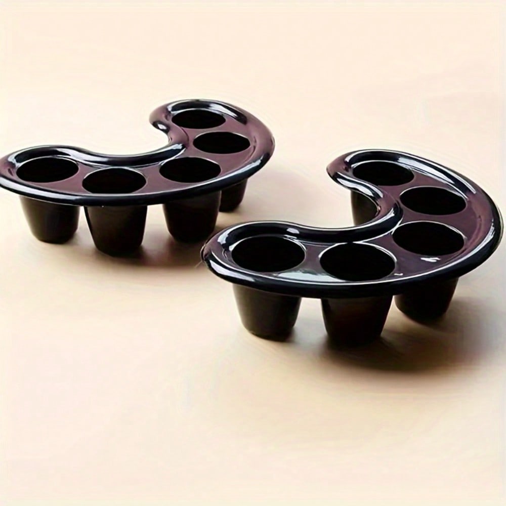 2pcs Nail Art Five Finger Soaking Bowl, Five Hole Separated Soaking Bowl, Softening Keratin Removal Tool, Professional Nail Care Tool