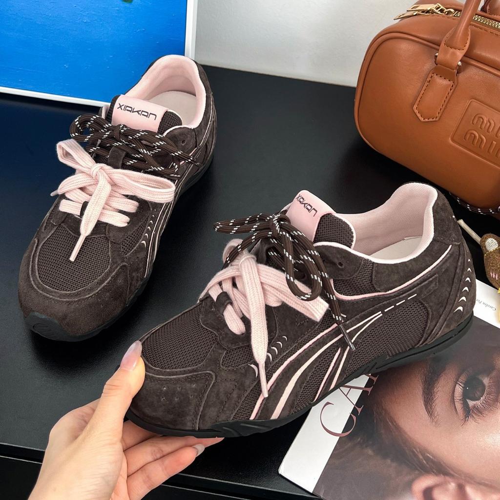 Lan Cabinet Edition~ Inner Height Increase 5cm Autumn Maillard Dexun Shoes Women's 2025 New Fashion Soft Sole Versatile Jogging Shoes