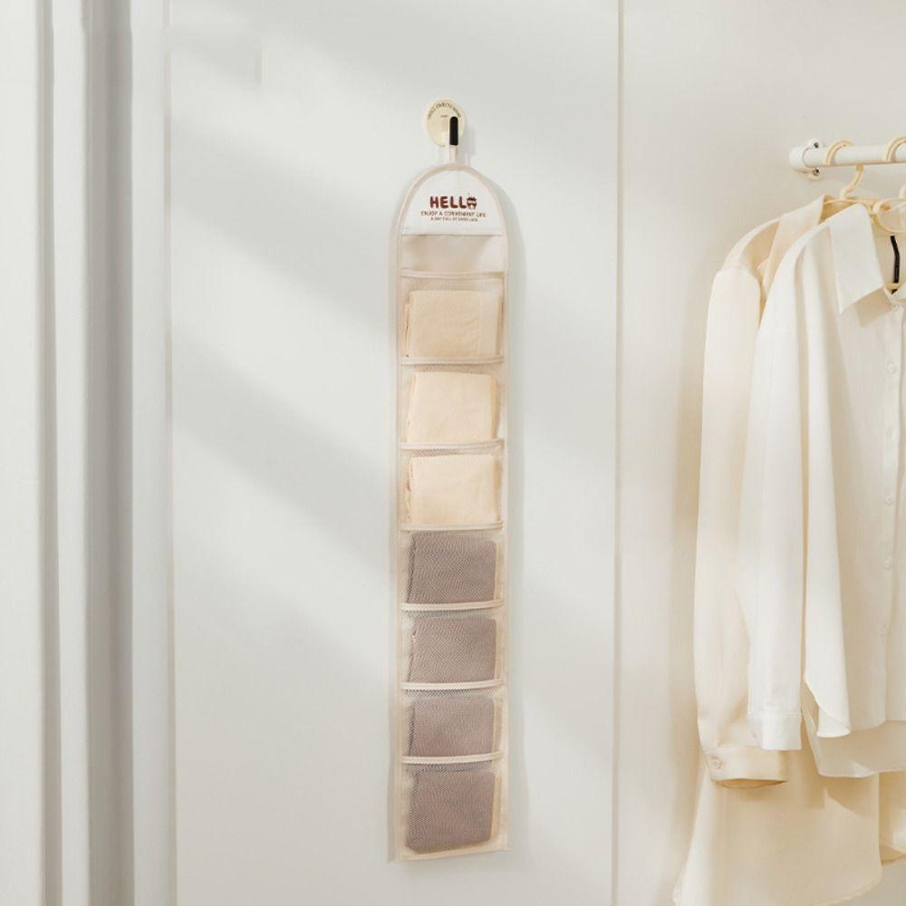 New 7 Grid Underwear Storage Bag Wall-mounted Behind The Door Sock Organizer Accessories Closet Wardrobe Hanging Organizer
