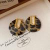 Acetic Acid Leopard Print Earrings Vintage C-shaped Earring Acetate Hoop Earrings  Girls